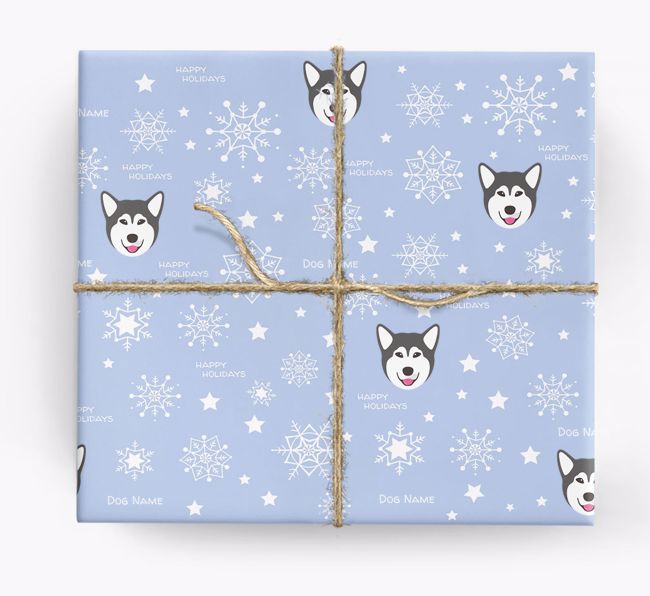 Personalized 'Happy Holidays' Christmas Wrapping Paper with your {breedFullName} icon